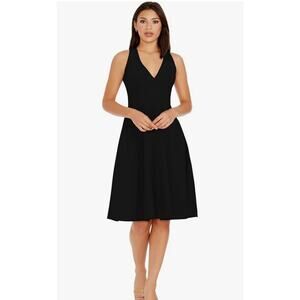 Dress the Population Catalina Solid Black Sleeveless Fit and Flare Midi Dress XL